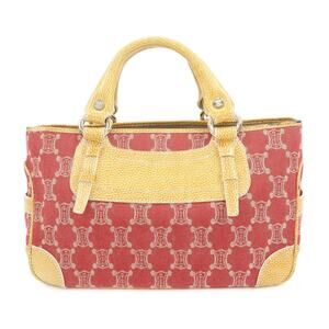 Celine Macadam Boogie & Leather Handbag Red